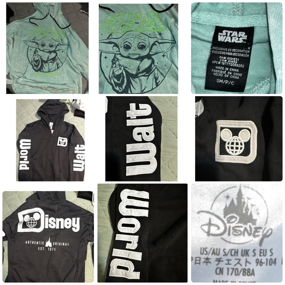 2 Adult women sz Small SM Disney hoodies, Star Wars and Mikey NWOT